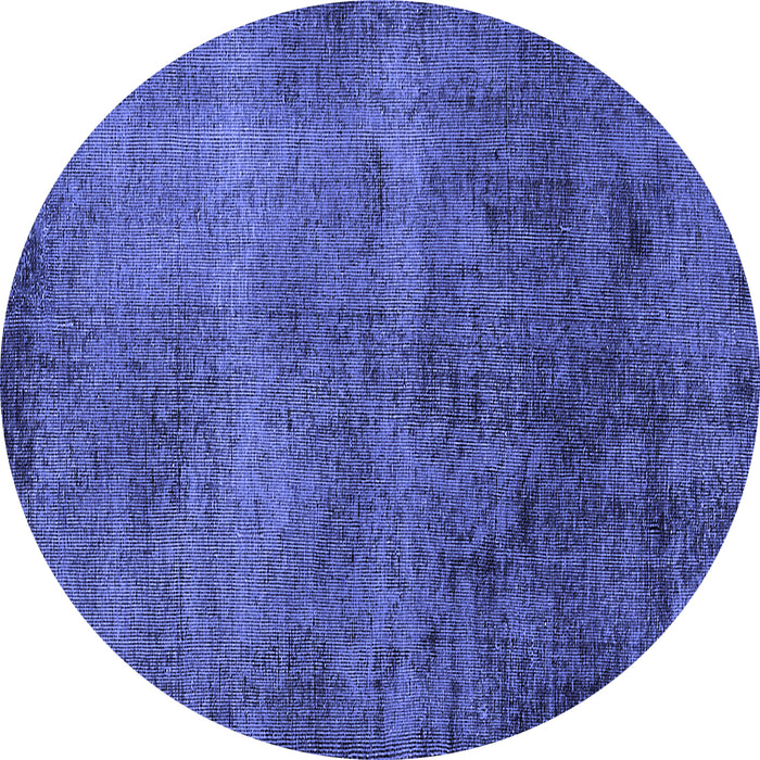 Round Machine Washable Oriental Blue Industrial Rug, wshurb1906blu