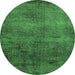 Round Oriental Emerald Green Industrial Rug, urb1906emgrn