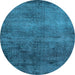 Round Oriental Light Blue Industrial Rug, urb1906lblu