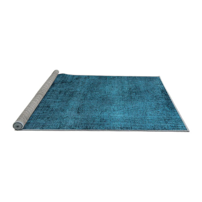 Sideview of Machine Washable Oriental Light Blue Industrial Rug, wshurb1906lblu