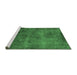 Sideview of Machine Washable Oriental Emerald Green Industrial Area Rugs, wshurb1906emgrn