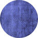 Round Oriental Blue Industrial Rug, urb1906blu