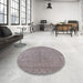 Round Mid-Century Modern Rose Purple Oriental Rug in a Office, urb1907