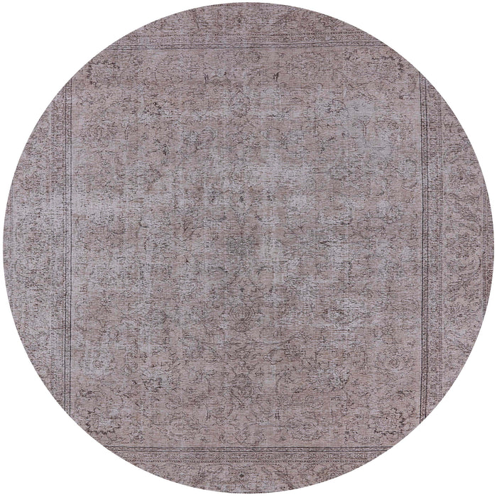 Round Mid-Century Modern Rose Purple Oriental Rug, urb1907