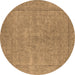 Round Oriental Brown Industrial Rug, urb1907brn