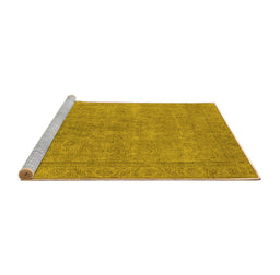 Sideview of Machine Washable Oriental Yellow Industrial Rug, wshurb1907yw
