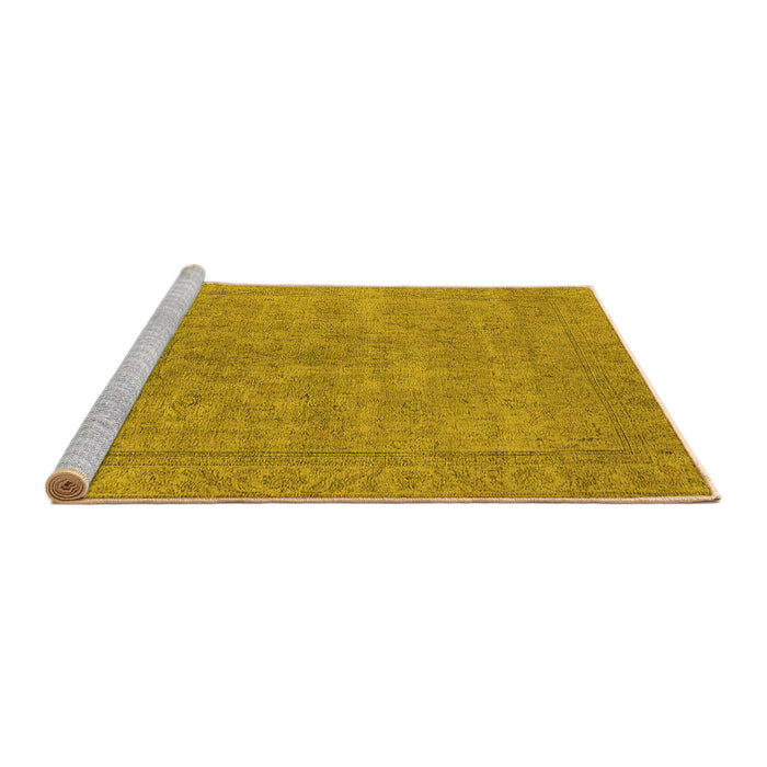 Sideview of Machine Washable Oriental Yellow Industrial Rug, wshurb1907yw