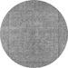 Round Oriental Gray Industrial Rug, urb1907gry