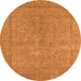 Round Machine Washable Oriental Orange Industrial Area Rugs, wshurb1907org