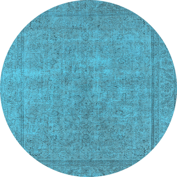 Round Oriental Light Blue Industrial Rug, urb1907lblu
