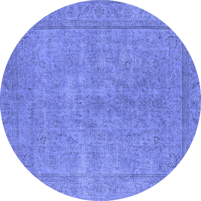 Round Oriental Blue Industrial Rug, urb1907blu