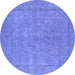 Round Oriental Blue Industrial Rug, urb1907blu