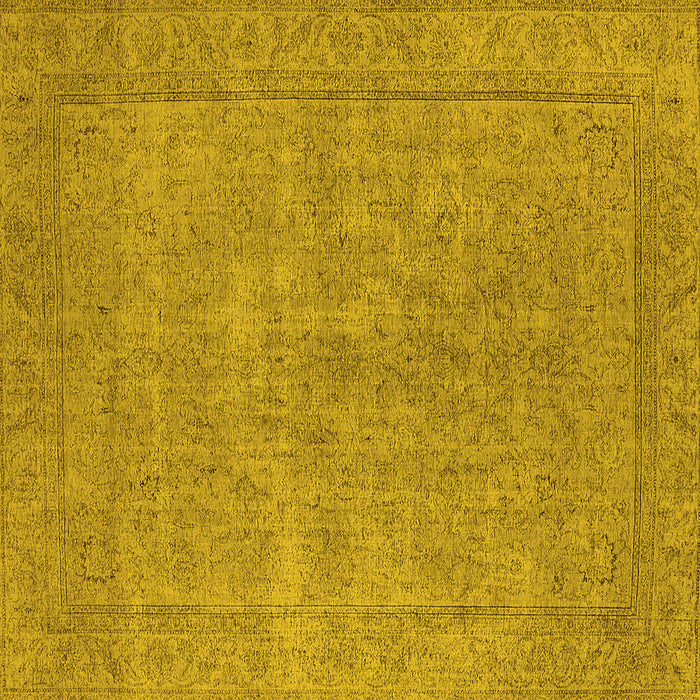 Square Machine Washable Oriental Yellow Industrial Rug, wshurb1907yw