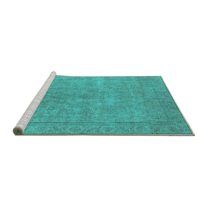 Sideview of Machine Washable Oriental Turquoise Industrial Area Rugs, wshurb1907turq