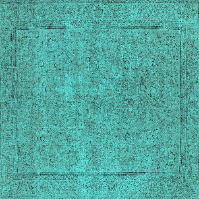 Square Oriental Turquoise Industrial Rug, urb1907turq