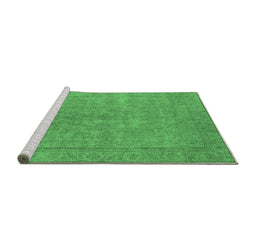 Sideview of Machine Washable Oriental Emerald Green Industrial Area Rugs, wshurb1907emgrn