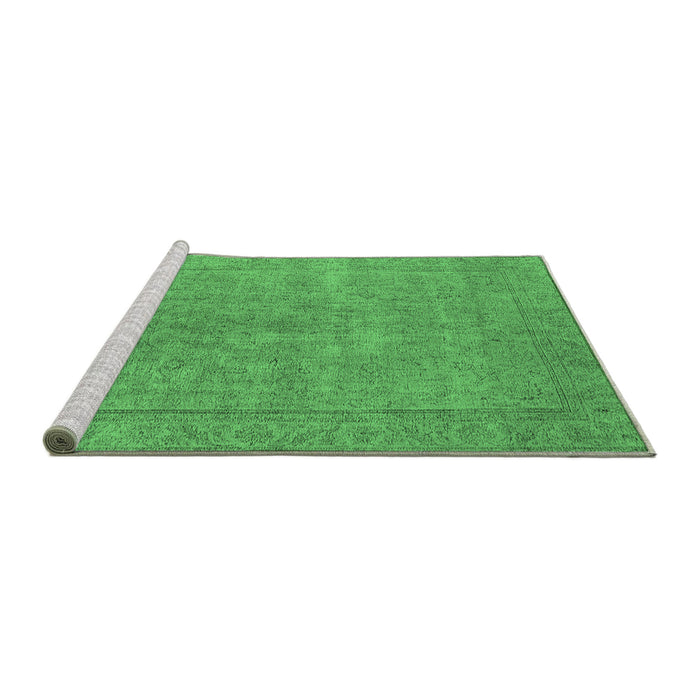 Sideview of Machine Washable Oriental Emerald Green Industrial Area Rugs, wshurb1907emgrn