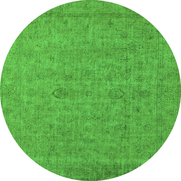 Round Oriental Green Industrial Rug, urb1908grn