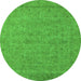 Round Oriental Green Industrial Rug, urb1908grn