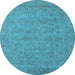 Round Oriental Light Blue Industrial Rug, urb1908lblu