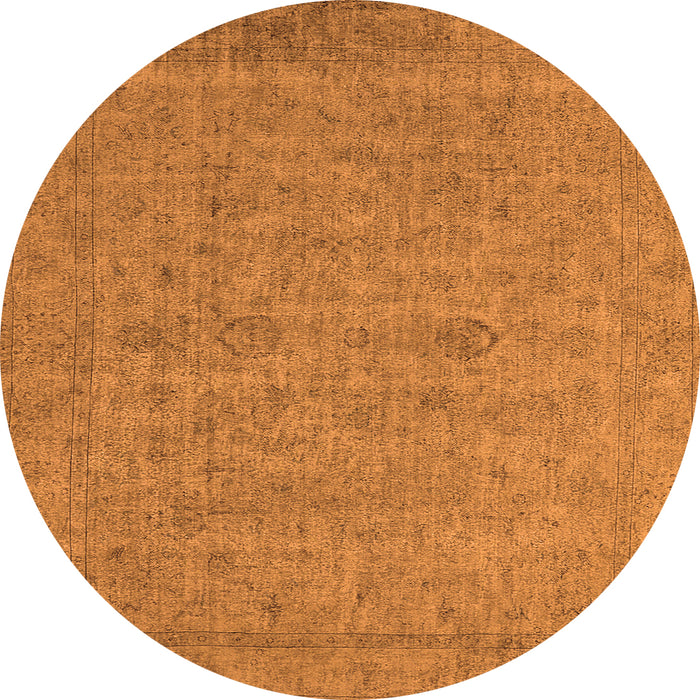 Round Machine Washable Oriental Orange Industrial Area Rugs, wshurb1908org