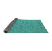 Sideview of Oriental Turquoise Industrial Rug, urb1908turq