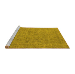 Sideview of Machine Washable Oriental Yellow Industrial Rug, wshurb1908yw