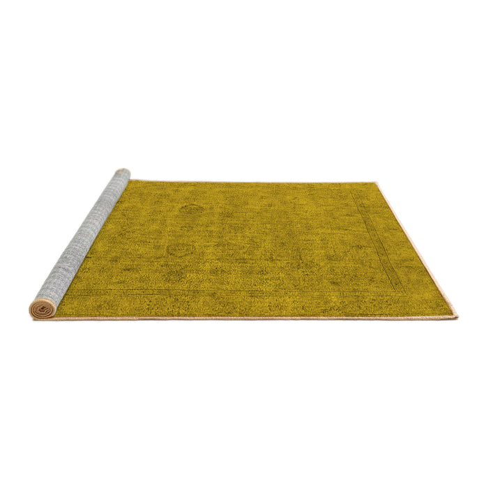 Sideview of Machine Washable Oriental Yellow Industrial Rug, wshurb1908yw