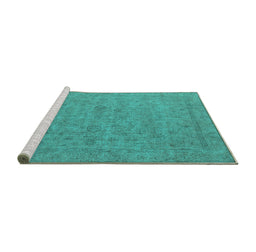 Sideview of Machine Washable Oriental Turquoise Industrial Area Rugs, wshurb1908turq