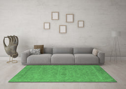 Machine Washable Oriental Emerald Green Industrial Area Rugs in a Living Room,, wshurb1908emgrn