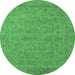 Round Oriental Emerald Green Industrial Rug, urb1908emgrn