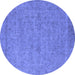 Round Oriental Blue Industrial Rug, urb1908blu