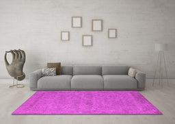 Machine Washable Oriental Pink Industrial Rug in a Living Room, wshurb1908pnk