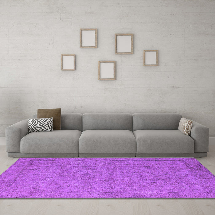 Machine Washable Oriental Purple Industrial Area Rugs in a Living Room, wshurb1908pur