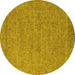 Round Machine Washable Oriental Yellow Industrial Rug, wshurb1908yw