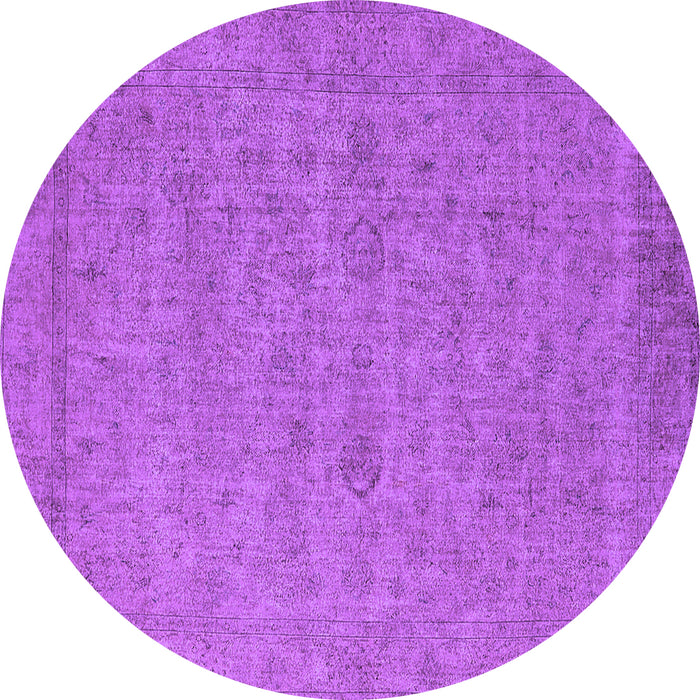 Round Machine Washable Oriental Purple Industrial Area Rugs, wshurb1908pur