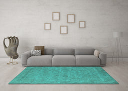 Machine Washable Oriental Turquoise Industrial Area Rugs in a Living Room,, wshurb1908turq