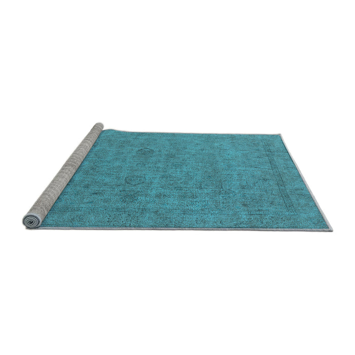 Sideview of Machine Washable Oriental Light Blue Industrial Rug, wshurb1908lblu