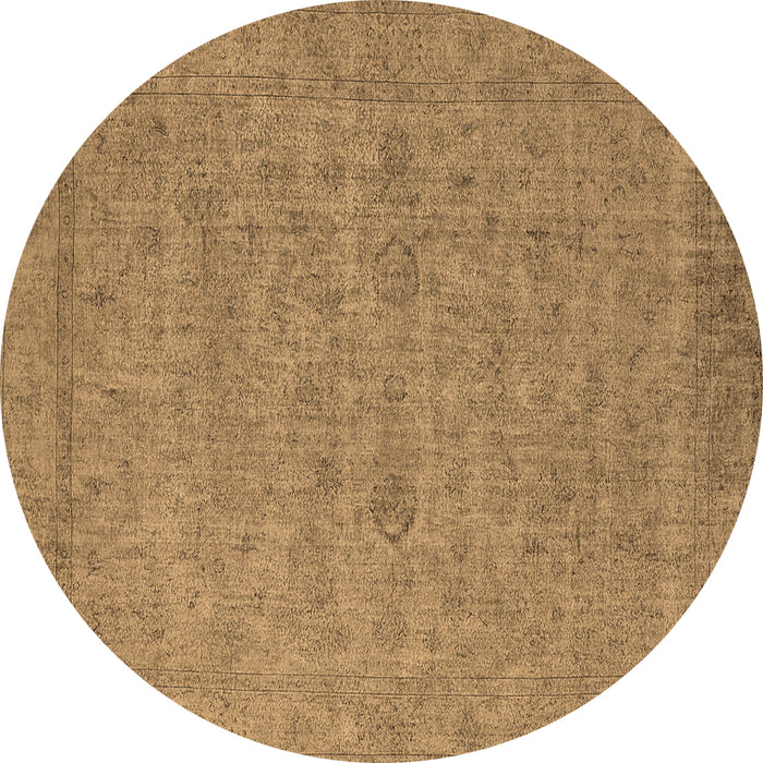 Round Machine Washable Oriental Brown Industrial Rug, wshurb1908brn