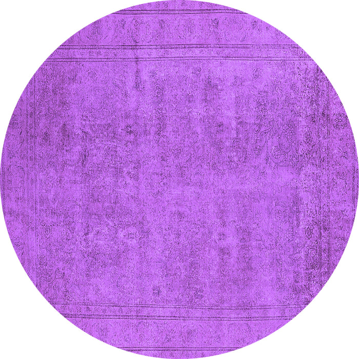 Round Oriental Purple Industrial Rug, urb1909pur