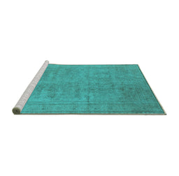 Sideview of Machine Washable Oriental Turquoise Industrial Area Rugs, wshurb1909turq