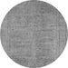 Round Machine Washable Oriental Gray Industrial Rug, wshurb1909gry