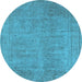 Round Oriental Light Blue Industrial Rug, urb1909lblu