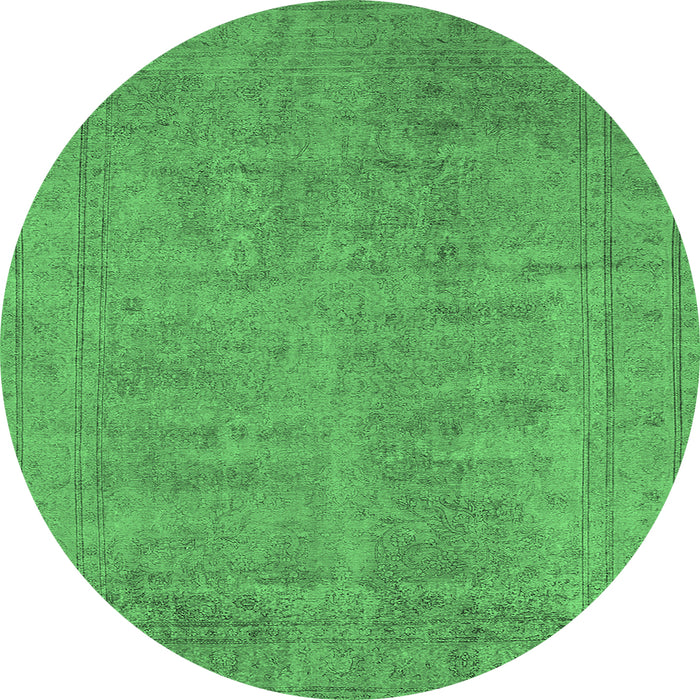 Round Oriental Emerald Green Industrial Rug, urb1909emgrn