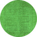 Round Oriental Green Industrial Rug, urb1909grn