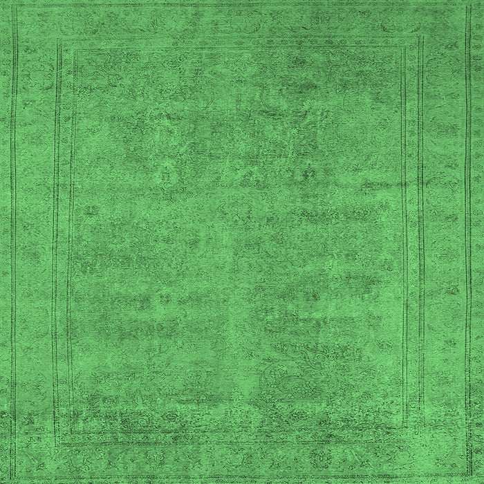 Square Machine Washable Oriental Emerald Green Industrial Area Rugs, wshurb1909emgrn
