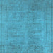 Square Machine Washable Oriental Light Blue Industrial Rug, wshurb1909lblu