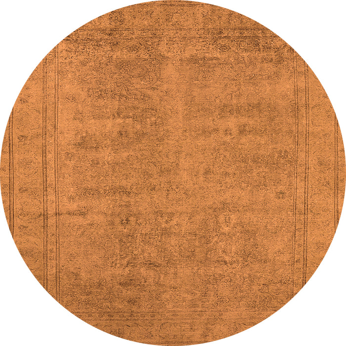 Round Machine Washable Oriental Orange Industrial Area Rugs, wshurb1909org