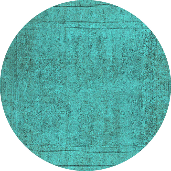 Round Oriental Turquoise Industrial Rug, urb1909turq