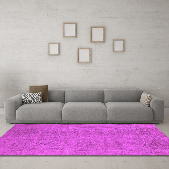 Machine Washable Oriental Pink Industrial Rug in a Living Room, wshurb1909pnk